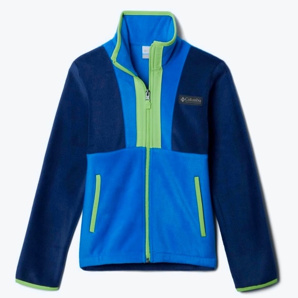Columbia Back Bowl Full-Zip Fleece Boys Collegiate/Bright Indigo/Green XL(16) - Picture 1 of 6